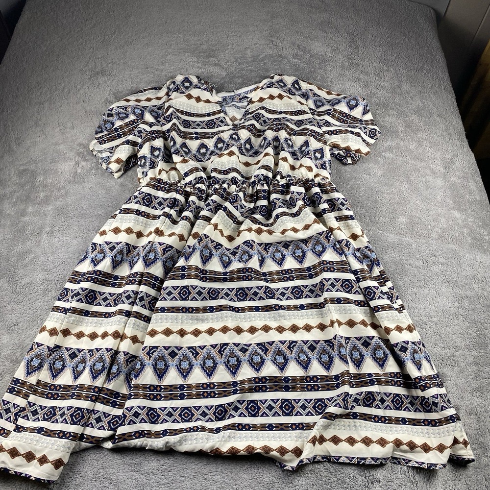 SHEIN‎ Curve Geo Print Butterfly Sleeve Dress Womens Size 0XL Multicolor